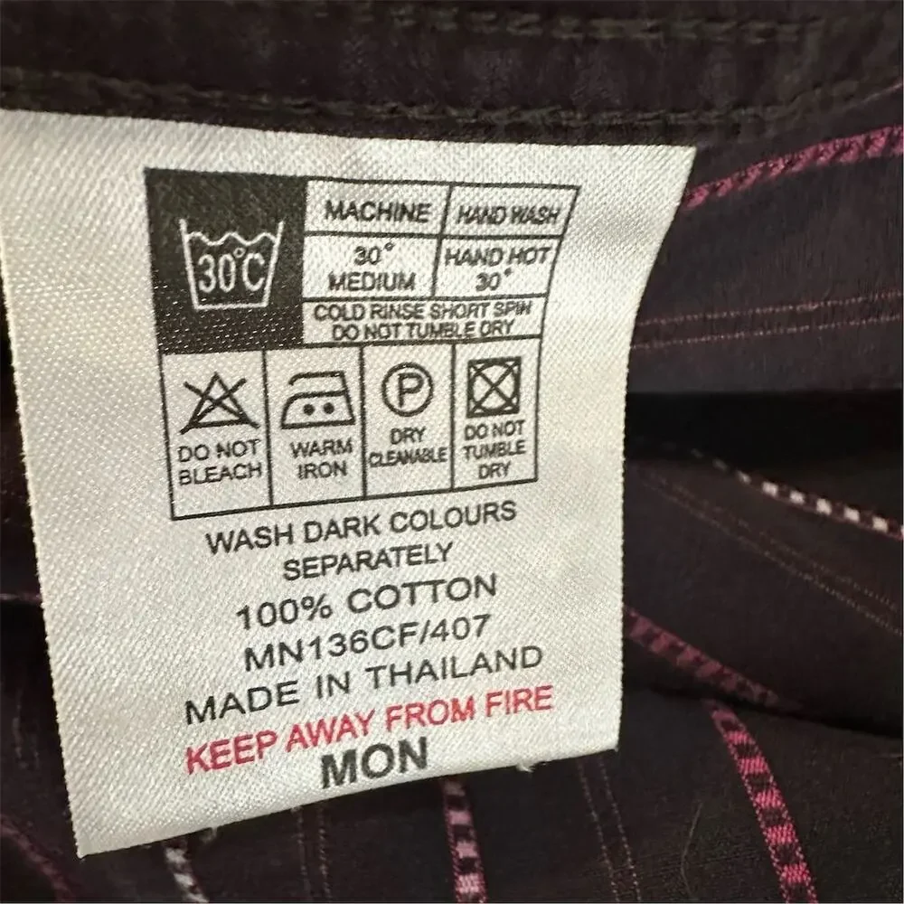 Ben Sherman Men's M purple Red Striped Long Sleeve Button-Up Shirt - Picture 5 of 9